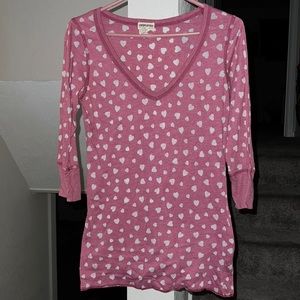 Large heart t shirt quarter length sleeves